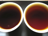 七子小緑印圓茶7542の散茶と七子紅帯青餅